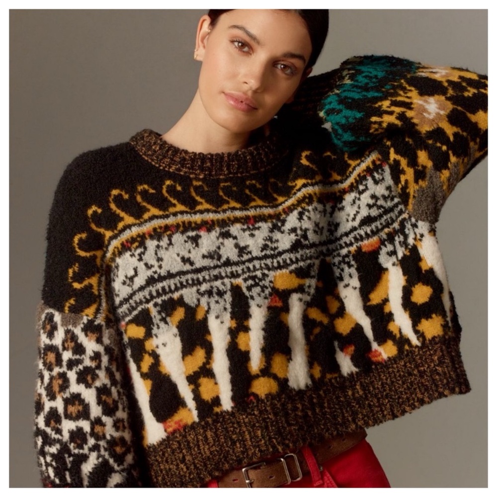 MWT Anthropologie Pilcro Relaxed fit Warm Cozy  Multicolor Crew-Neck Sweater, XL